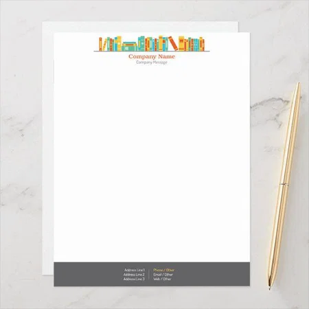 Library Books Design Customized Printed Letterheads