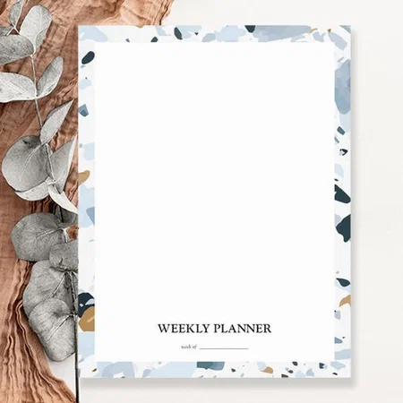 Gold Frame On Terrazzo Pattern Customized Printed Letterheads
