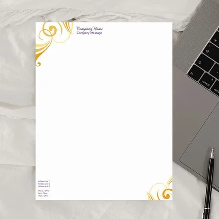 Vintage Gold Swirls Design Customized Printed Letterheads