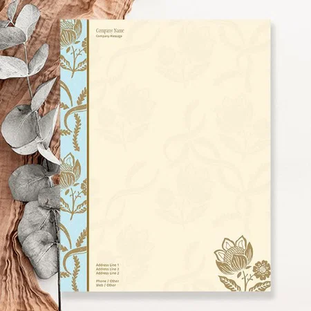 Vintage Gold Floral Design Customized Printed Letterheads