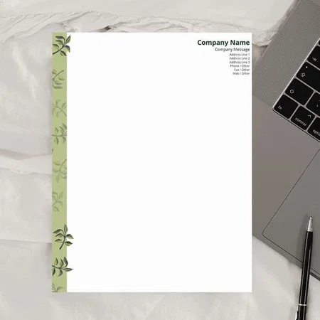 Green Leaf Pattern Design Customized Printed Letterheads
