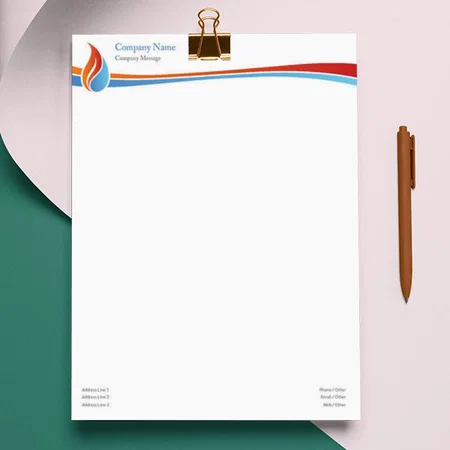 Orangne & Blue Curve Design Customized Printed Letterheads