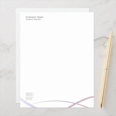 Simple Blue and Pink Lines Customized Printed Letterheads