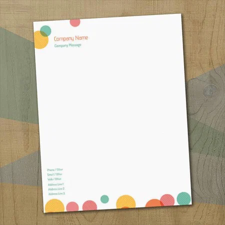 Vector Colorful Circles Pattern Customized Printed Letterheads