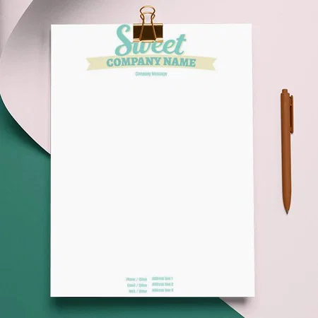 Moder Blue Monogram Customized Printed Letterheads