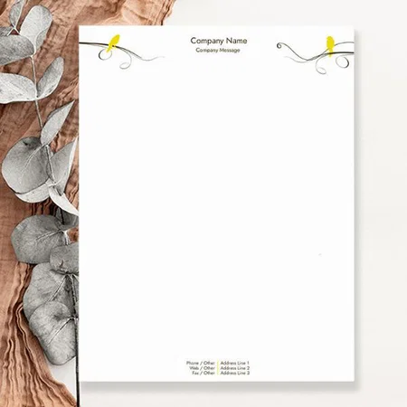 Two Birds In Tree Design Customized Printed Letterheads
