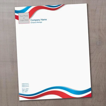 Modern Blue And Red Curve Design Customized Printed Letterheads