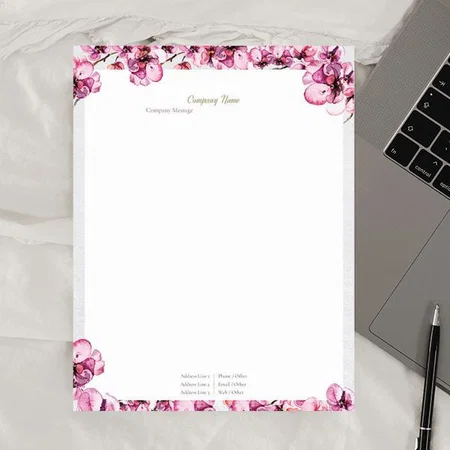Pink Premium Floral Design Customized Printed Letterheads