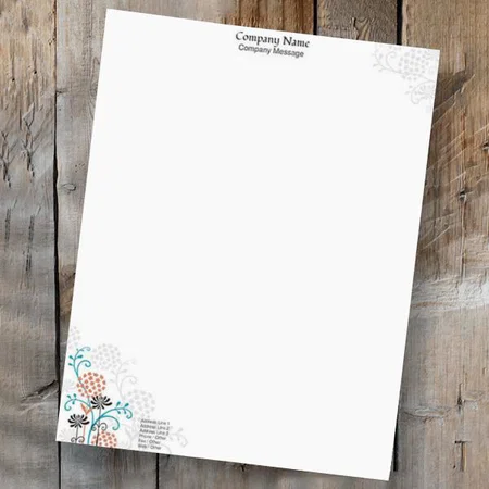 Simple Floral Design Customized Printed Letterheads