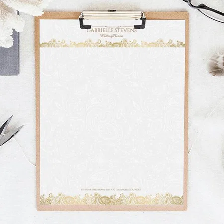 Elegant Gold And White Floral Design Customized Printed Letterheads