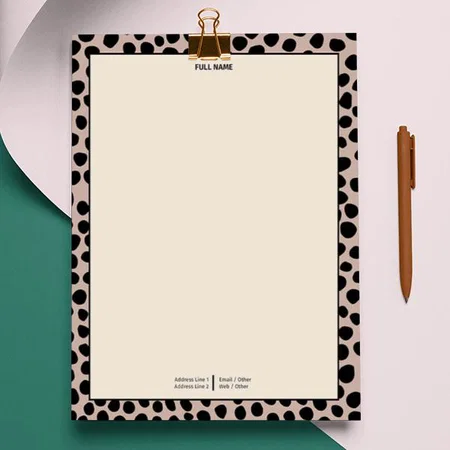 Pink And Black Dots Pattern Design Customized Printed Letterheads