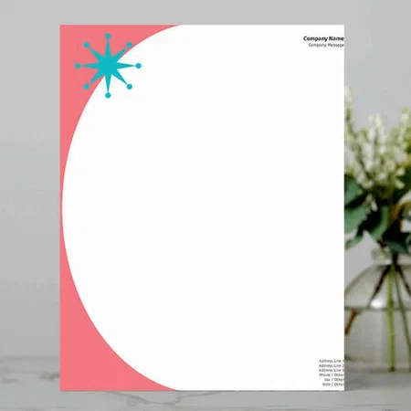 Pink Big Curve Line Design Customized Printed Letterheads