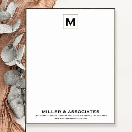 Luxury Gold Initial Business Customized Printed Letterheads