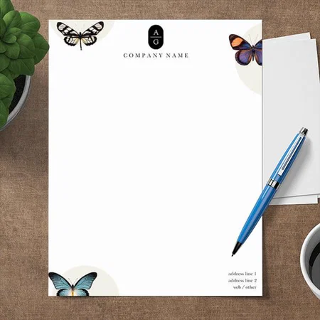 Retail & Sales Butterfly Pattern Design Customized Printed Letterheads