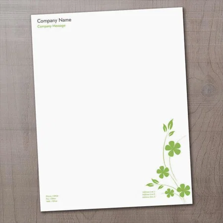 Green Floral Design Customized Printed Letterheads