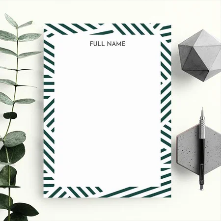 Green Line Pattern Customized Printed Letterheads