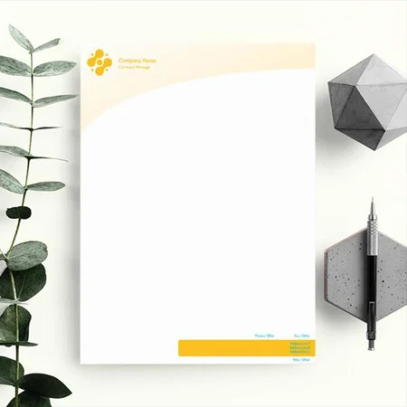 Modern Yellow White Customized Printed Letterheads