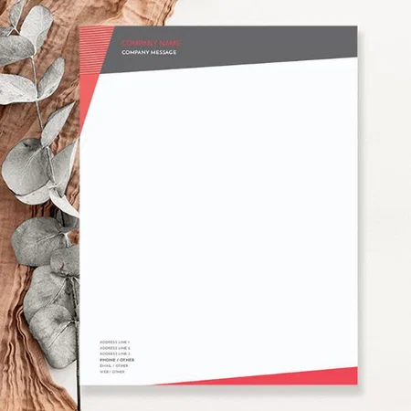 Simple Red Grey Customized Printed Letterheads