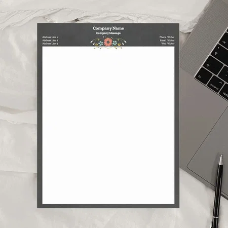 Simple Black And Floral Design Customized Printed Letterheads