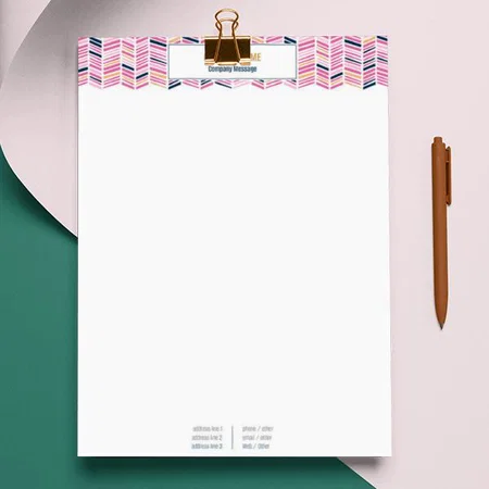 Pink Geometric Pattern Customized Printed Letterheads