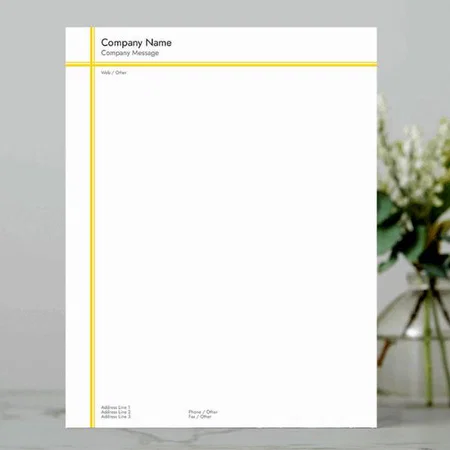 Simple Yellow Line Design Customized Printed Letterheads