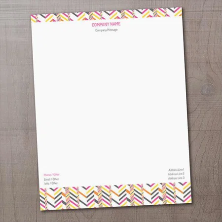 Colorful Chevron Border Design Customized Printed Letterheads