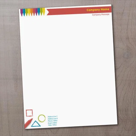 Colorful Pencil And Geometry Schools Customized Printed Letterheads