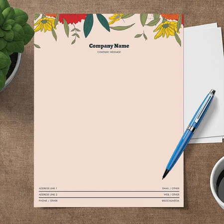 Watercolor Floral Design Customized Printed Letterheads