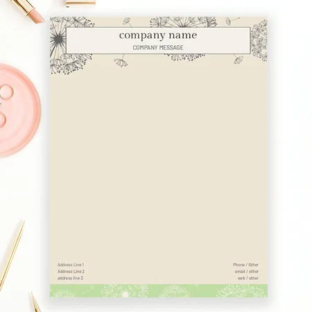 Vector Floral Design Customized Printed Letterheads