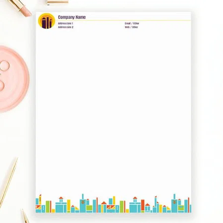 Watercolor City Art Design Customized Printed Letterheads