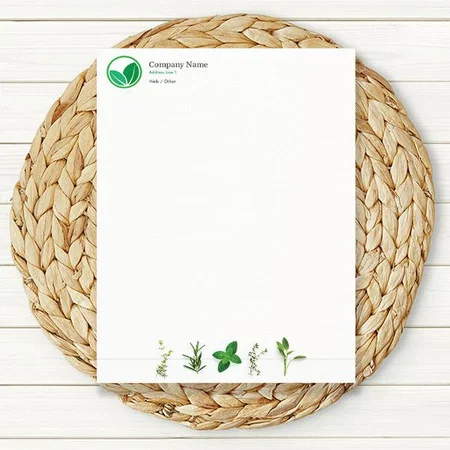 Organic Green Leaf Customized Printed Letterheads