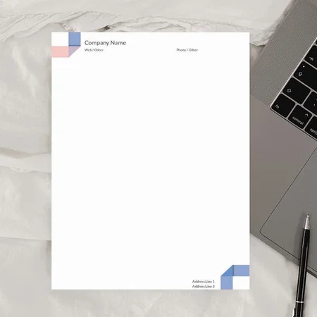 Simple White Blue Customized Printed Letterheads
