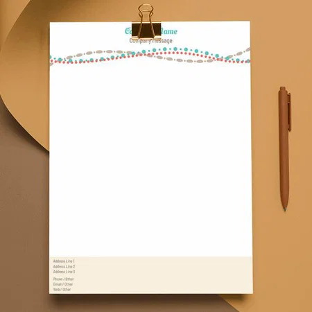Colorful Curve Dotted Line Design Customized Printed Letterheads