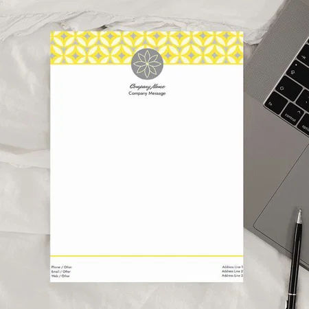 Yellowe  Floral Design Customized Printed Letterheads