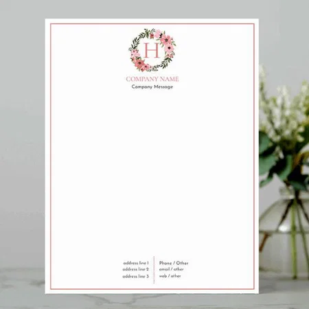 Floral Wreath Event Planning & Entertainment Customized Printed Letterheads