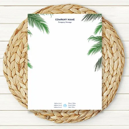 Tropical Leaf Design Customized Printed Letterheads