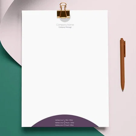 Modern Purple Customized Printed Letterheads