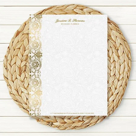 Elegant Vintage Floral Gold Pattern Design Customized Printed Letterheads