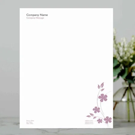Purple Flower Design Customized Printed Letterheads