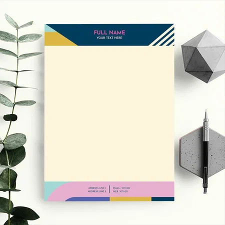 Multicolor Geometric Pattern Customized Printed Letterheads