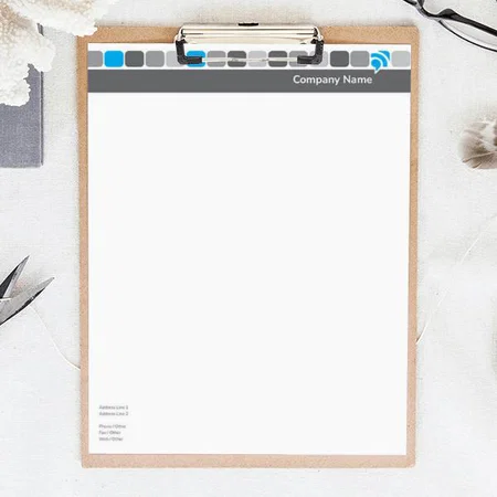 Blue Grey Box Design Customized Printed Letterheads