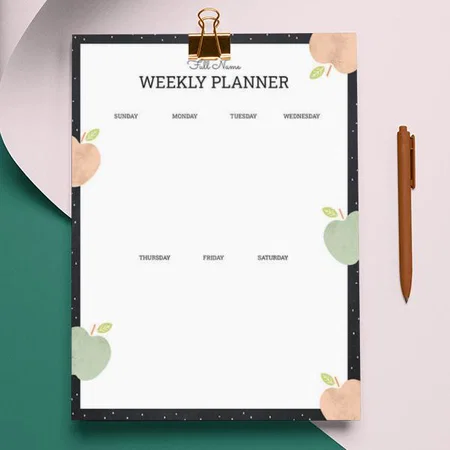 Watercolor Cute Apple Design Customized Printed Letterheads