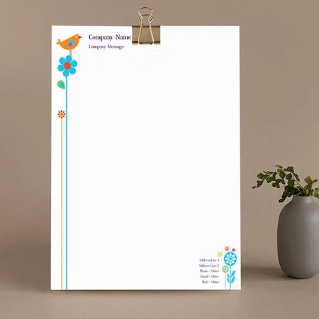 Floral Bird Design Customized Printed Letterheads