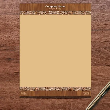 Brown Wood Design Customized Printed Letterheads