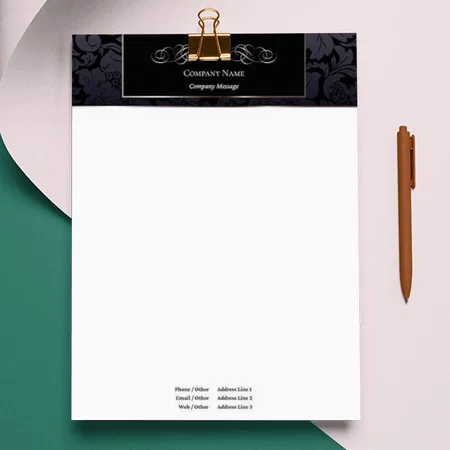 Elegant Black Hair & Beauty Salon Floral Customized Printed Letterheads