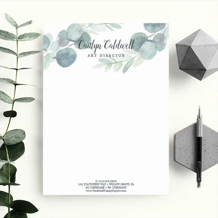 Greenery and Eucalyptus Art Customized Printed Letterheads