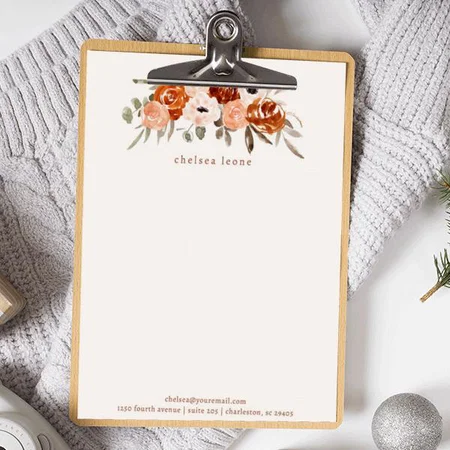 Boho Watercolor Flowers Customized Printed Letterheads