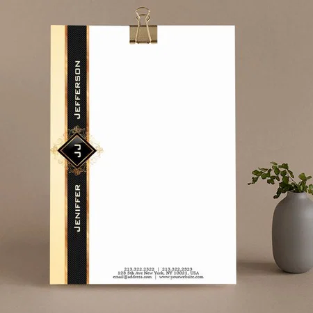 Elegant Vintage Gold And Black Customized Printed Letterheads