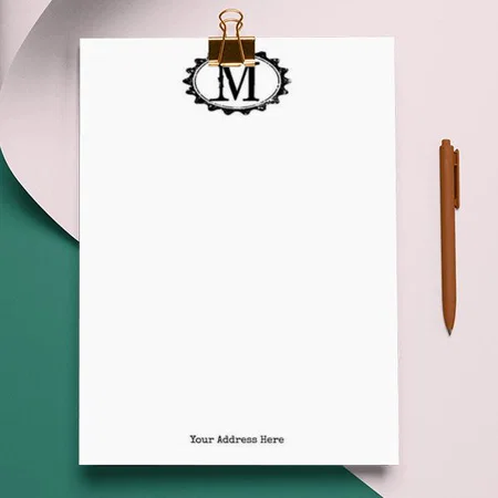 Vintage Monogram Customized Printed Letterheads