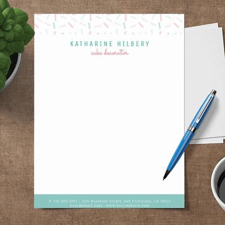 Pastel Colors Sprinkles Design Customized Printed Letterheads